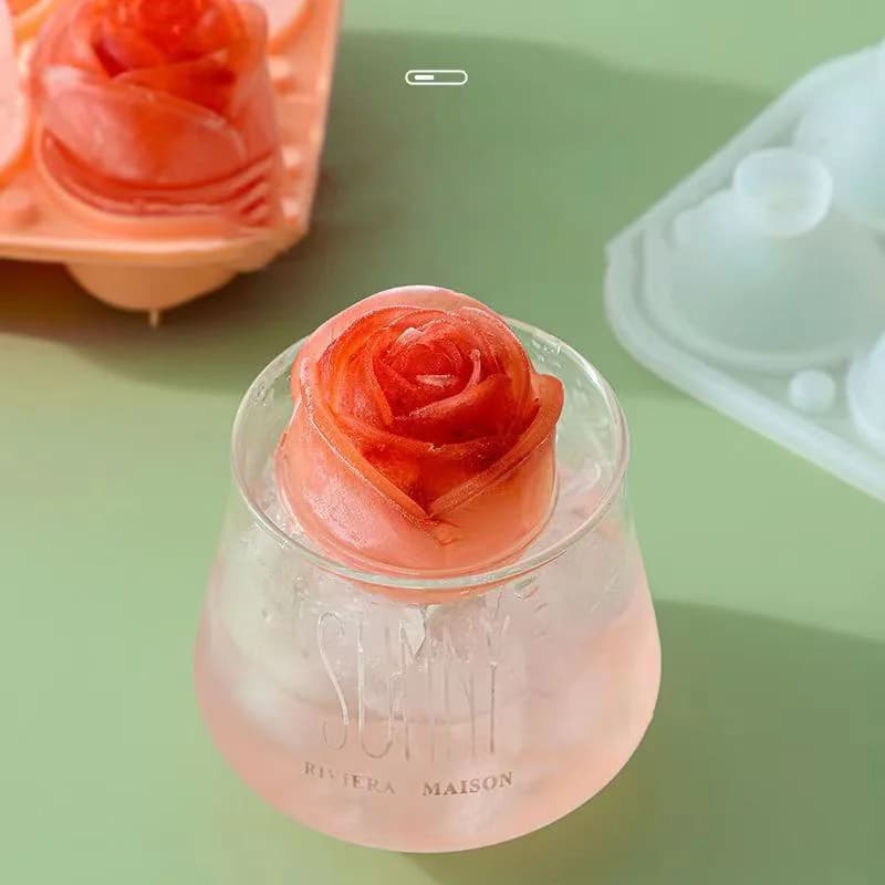 Molde de cubitos de hielo de rosa de 4 cavidades