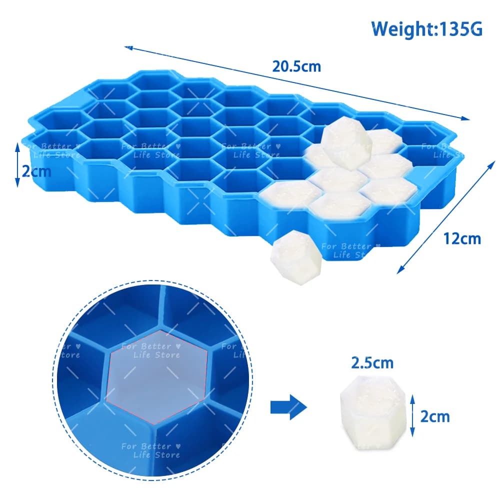 Bandeja para cubitos de hielo de 37 compartimentos tipo panal con tapa