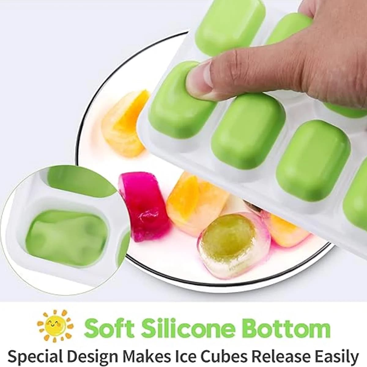 Bandeja para cubitos de hielo de 14 compartimentos con tapa