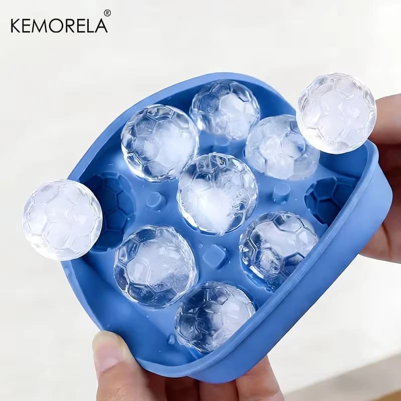 Bandeja para cubitos de hielo con forma de balón de fútbol de 9 cavidades con tapa