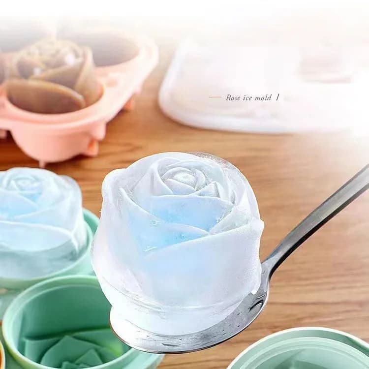 Molde de cubitos de hielo de rosa de 4 cavidades