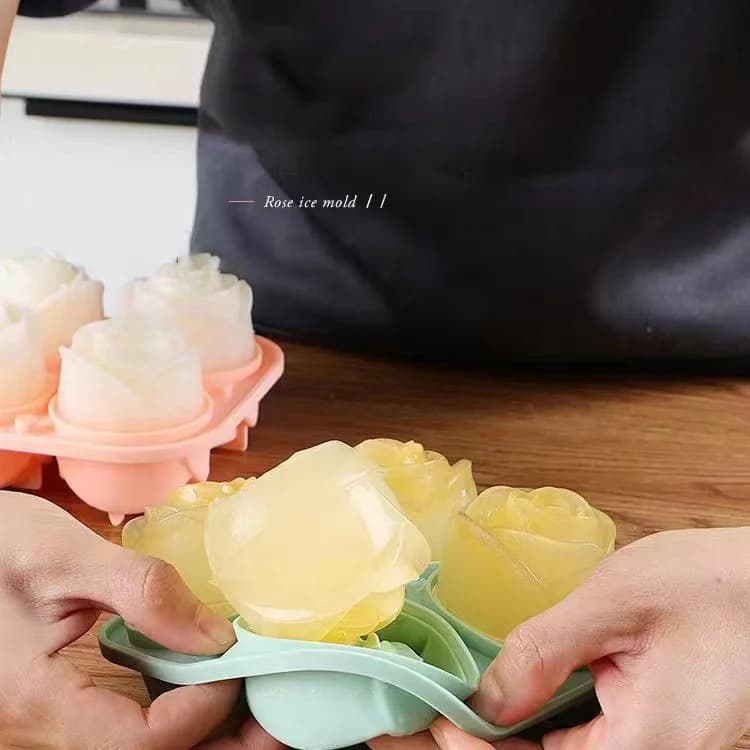 Molde de cubitos de hielo de rosa de 4 cavidades