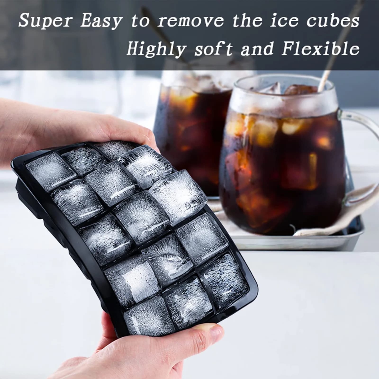 Bandeja para cubitos de hielo cuadrados de 15 cavidades con tapa
