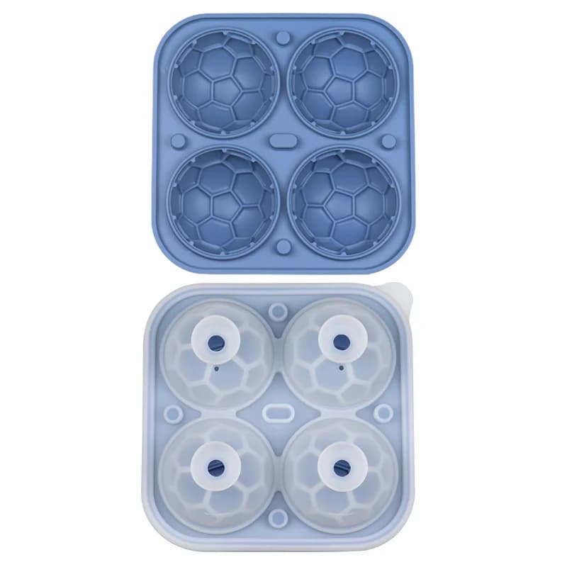 Bandeja para cubitos de hielo de fútbol de 4 cavidades con tapa