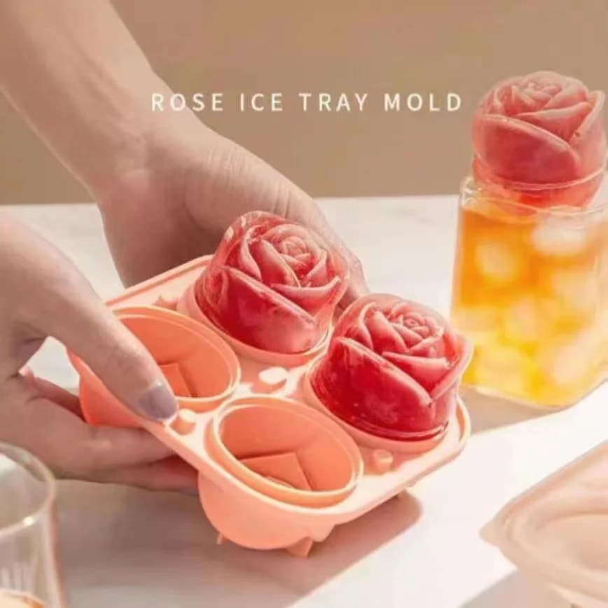 Molde de cubitos de hielo de rosa de 4 cavidades